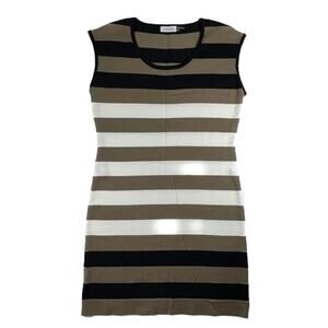 NWT Calvin Klein Striped Knit Crew Neck Sleeveless Mini Dress Size M